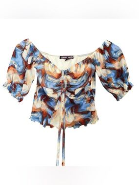 Almost Famous Y2K Tie-Front Off-Shoulder Front Slit Crop Top